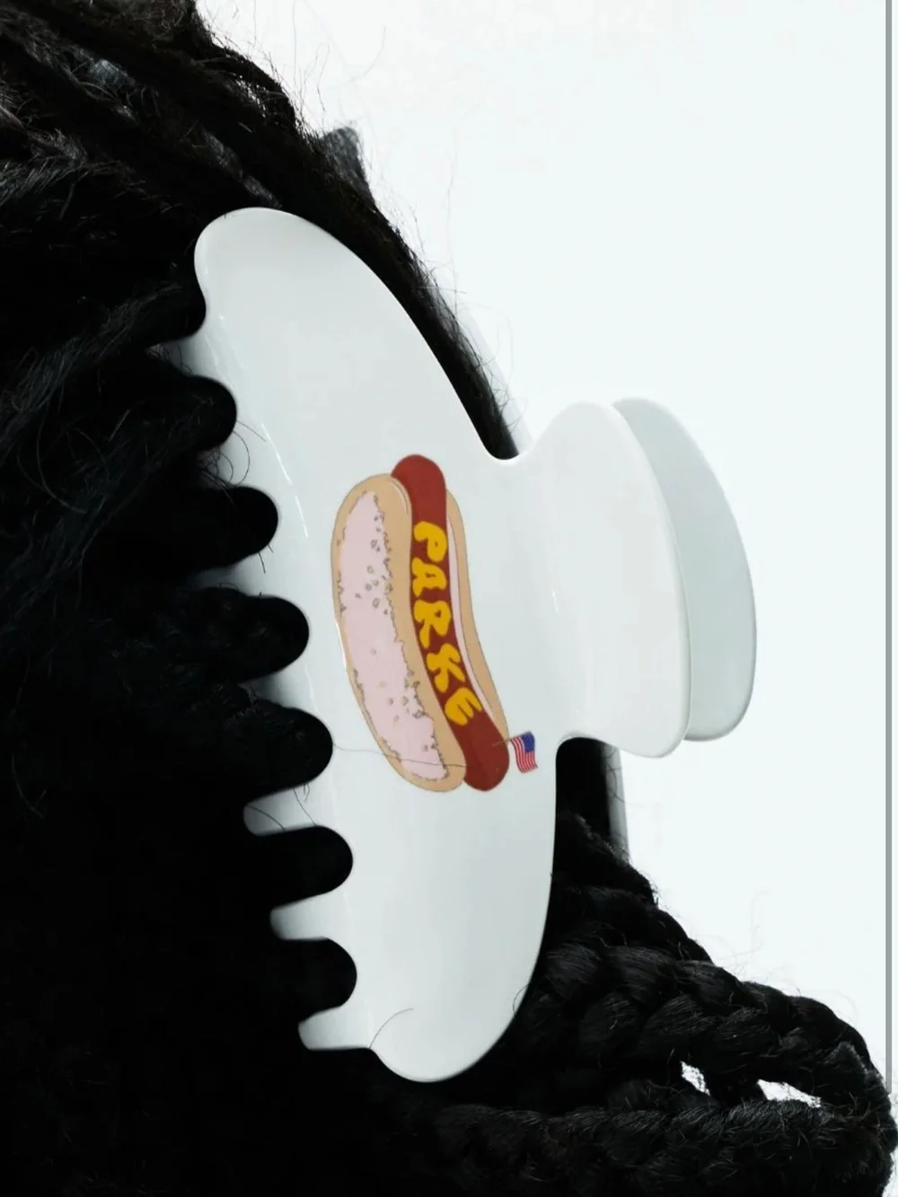 White Hot Dog Graphic Hair Claw Clip - Picture 1 of 1